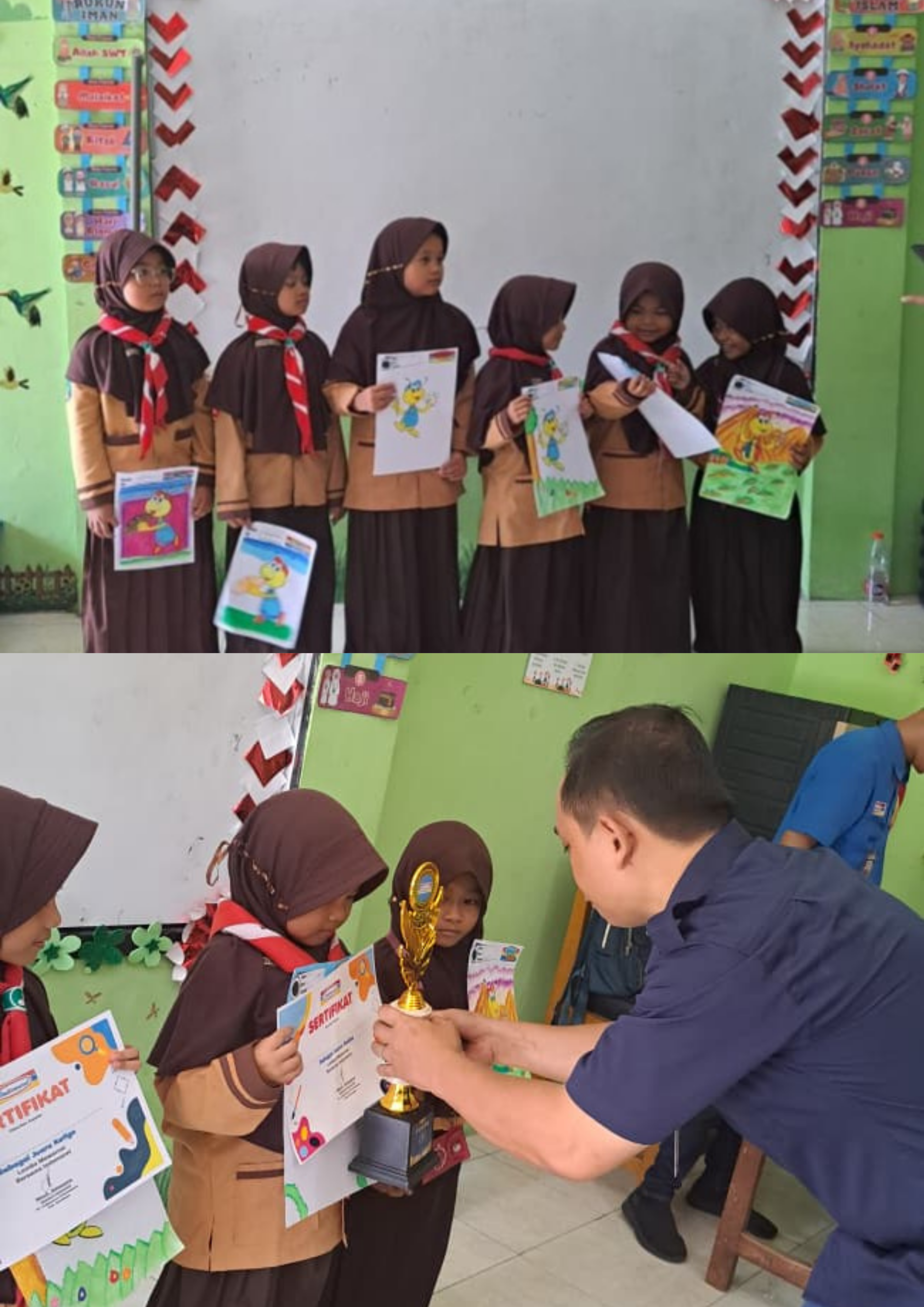 Ekspresi Kreativitas Siswa sebagai Wujud Apresiasi Hari Guru: Kolaborasi MI Raudlatul Muta’allimin 1 dan Indomaret Wonokasian dalam Lomba Mewarnai