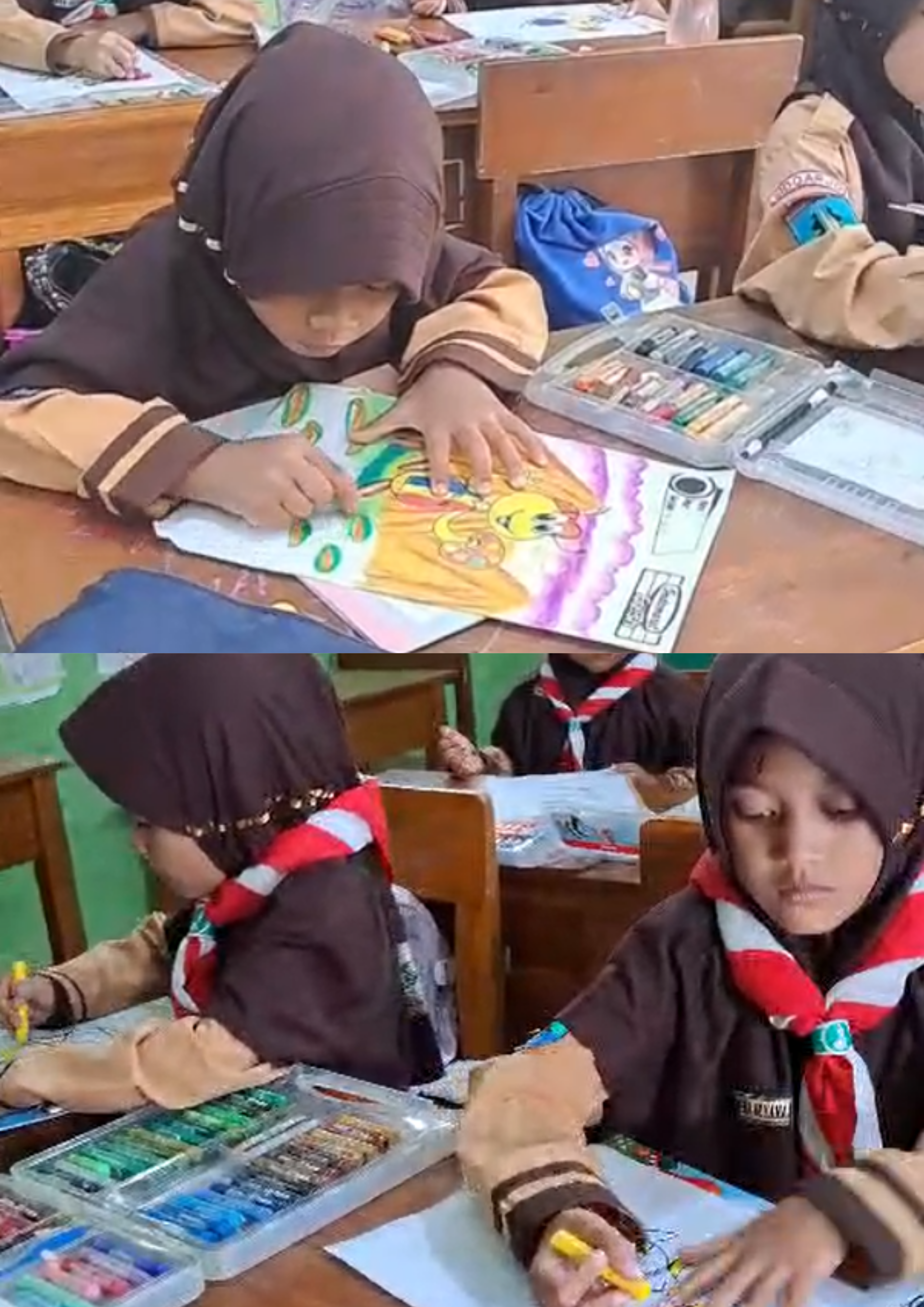 Ekspresi Kreativitas Siswa sebagai Wujud Apresiasi Hari Guru: Kolaborasi MI Raudlatul Muta’allimin 1 dan Indomaret Wonokasian dalam Lomba Mewarnai